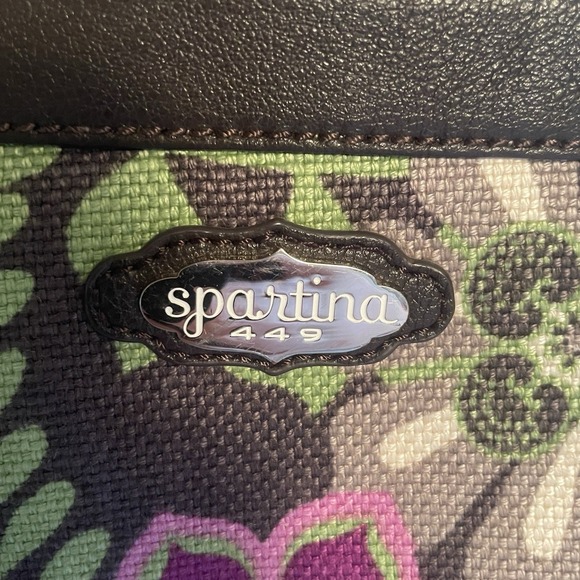 Spartina 449 Purple Canvas Floral Purse Small Shoulder Crossbody Bag - Picture 2 of 15